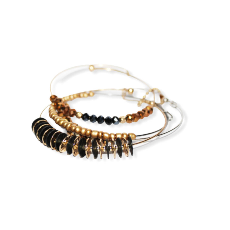 Vier x metalen kralen armbanden