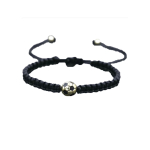 Gevlochten armbandje zwart met gouden bal