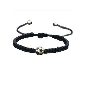 Gevlochten armbandje zwart met gouden bal