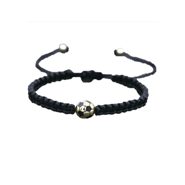 Gevlochten armbandje zwart met gouden bal