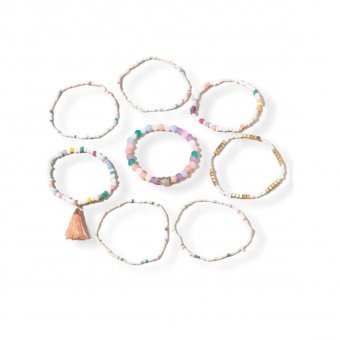 Acht x kralen armbandjes pastel