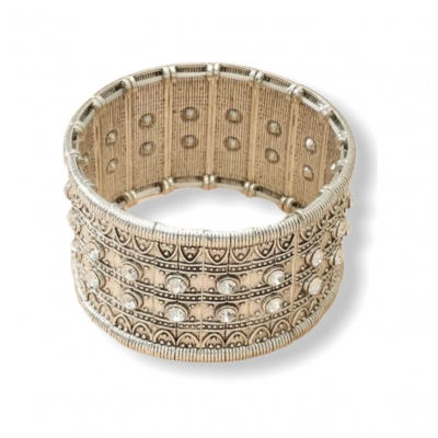Manchetarmband met strass details zilver Manchetarmband met strass details zilver
