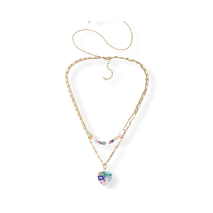 Goudkleurige ketting met millefiori hartje