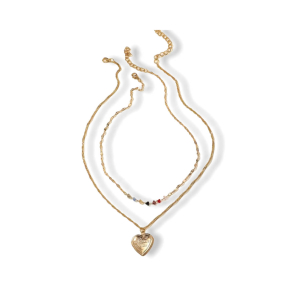 Twee x stuks gouden hart ketting