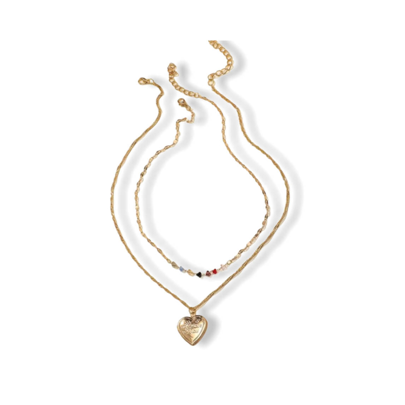 Twee x stuks gouden hart ketting