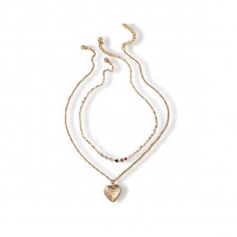 Twee x stuks gouden hart ketting