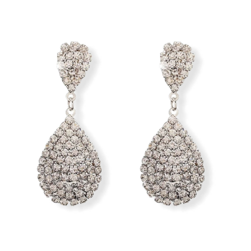 Zilverkleurige strass oorbellen