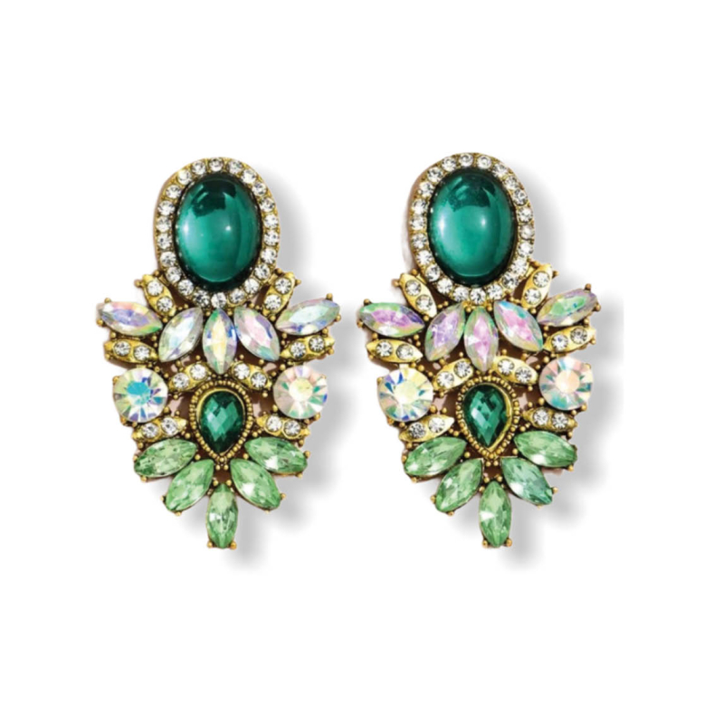 Strass oorbellen steentjes groen