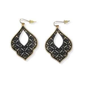 Hanger oorbellen zwart/goud