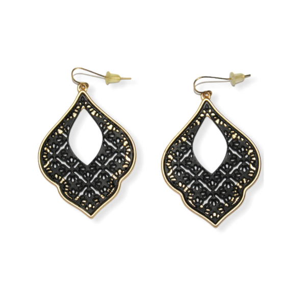 Hanger oorbellen zwart/goud