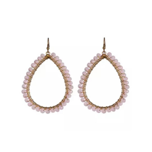 Druppel oorbellen dun kralen licht roze