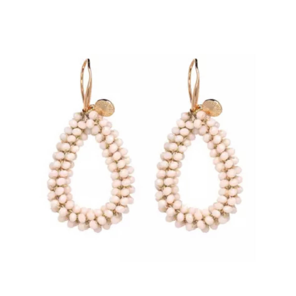 Druppel oorbellen licht roze kralen