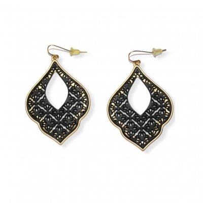 Hanger oorbellen zwart/goud