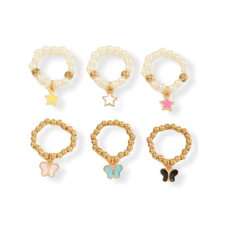 Zes x kinder ringen vlinders en sterretjes