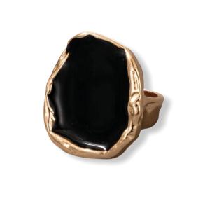 Gouden ring met zwart vlak