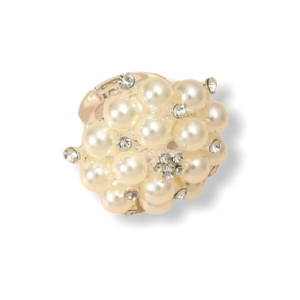 Zilverkleurige ring met parels