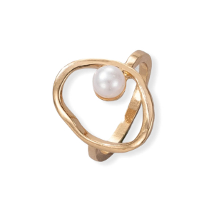 Ronde gouden ring met parel