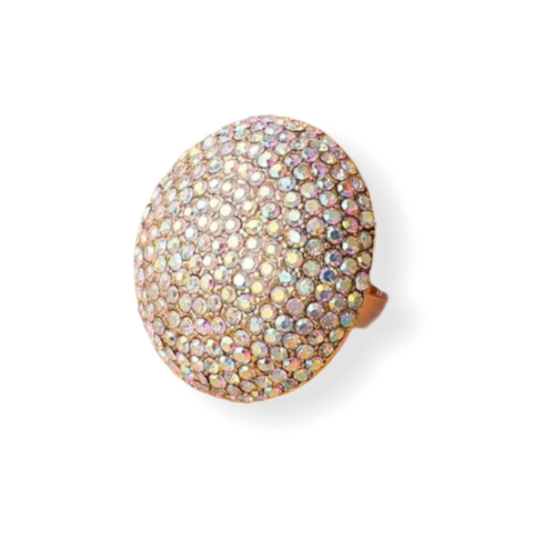 Grote gouden ring met strass steentjes