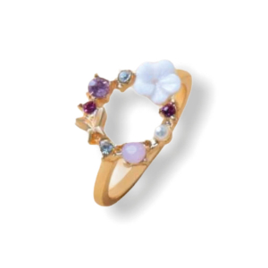 Gouden ronde ring met bloemetjes