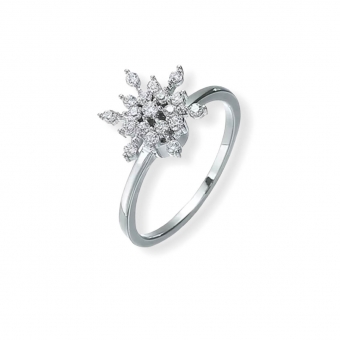 Fidget strass sneeuwvlokje ring