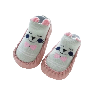 Baby slofjes poesje mint/roze