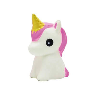 Squeezy unicorn zittend wit/roze