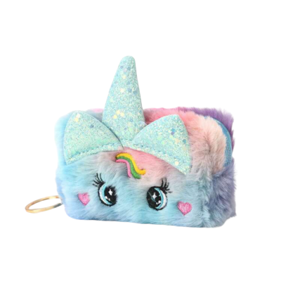  portemonnee fluffy unicorn regenboog blauw/paars