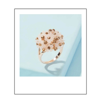 Bloemvormige ring goud/licht roze