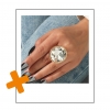 Ronde wit/gouden strass ring