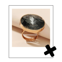 Ronde grijs/gouden strass ring