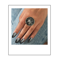 Ronde grijs/gouden strass ring