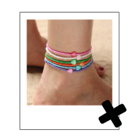 Zes x gekleurde enkelbandjes kralen hartjes