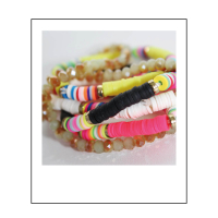 Drie kralen armbandjes mint/licht bruin