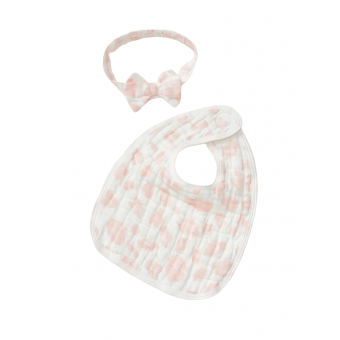 Baby slabber en haarband Panter roze