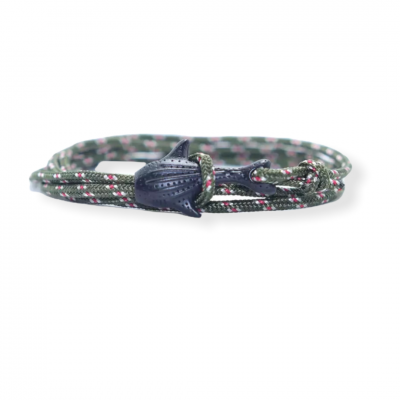 Groene knoop armband met haaiensluiting zwart