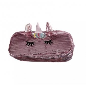 Etui unicorn rose glitter