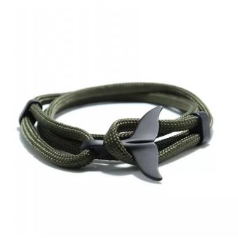 Groene knoop armband met haaienvinsluiting zwart Groene knoop armband met haaienvinsluiting zwart