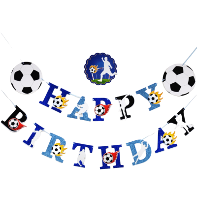 Papieren slinger happy birthday Voetbal blauw