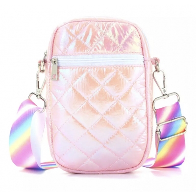 Crossbody doorgestikt tasje roze