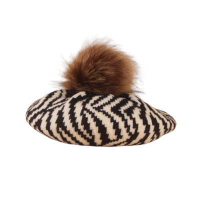 Kinder baret zebra met pompom