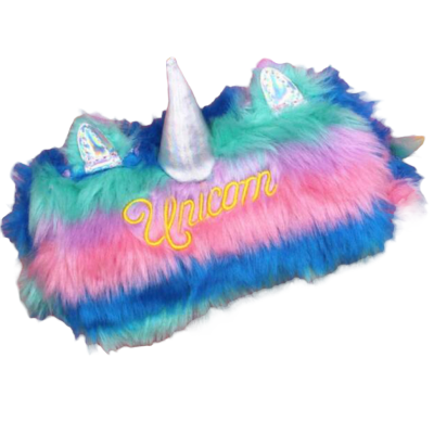 Etui / make-up tasje fluffy unicorn regenboog