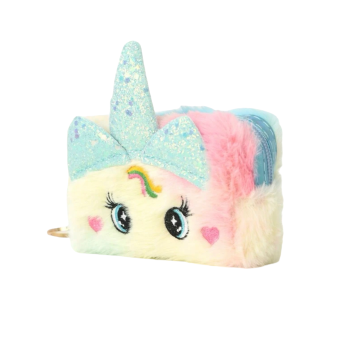  portemonnee fluffy unicorn regenboog geel