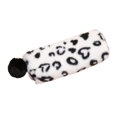 Etui fluffy panterprint wit