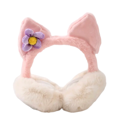 Oorwarmers fluffy vos roze/wit Oorwarmers fluffy vos roze/wit