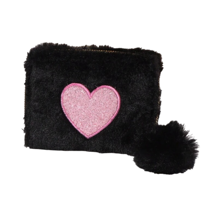  portemonnee fluffy hart zwart