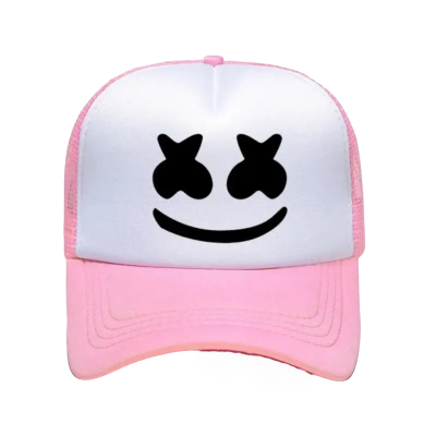 Kinder baseball pet smiley roze