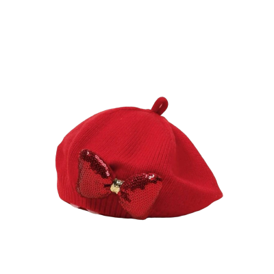 Kinder baret rood met strik