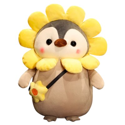 Kawaii knuffel pinguin bloem