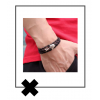 Zwart gemeleerde knoop armband met haaiensluiting zilverkleurig