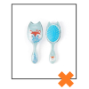 Haarborstel vos blauw mini
